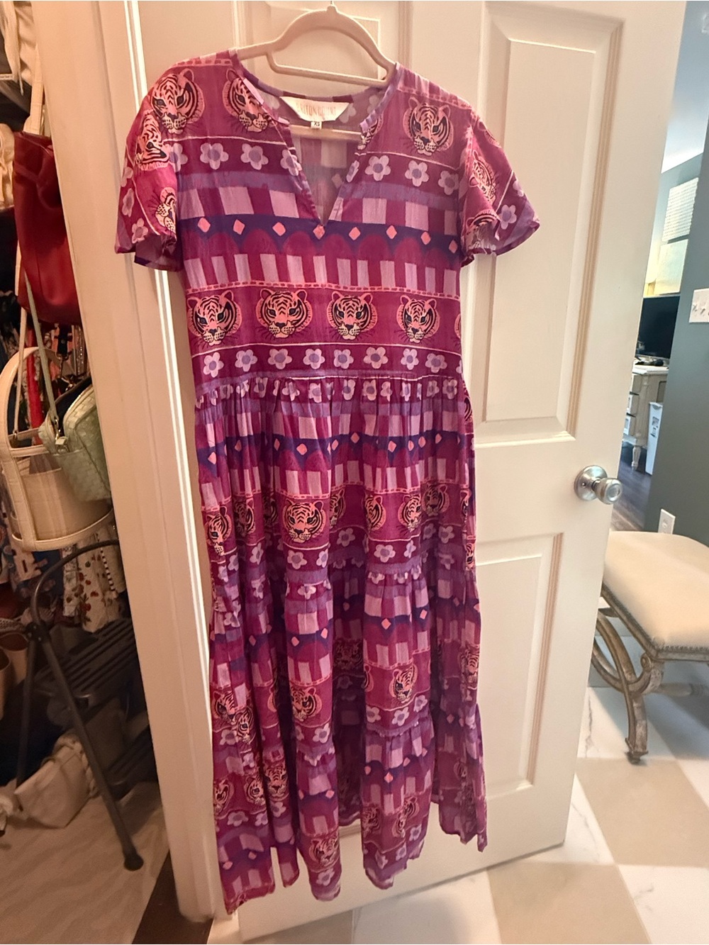 Briton Court Flutter Sleeve Tiger Print Dress